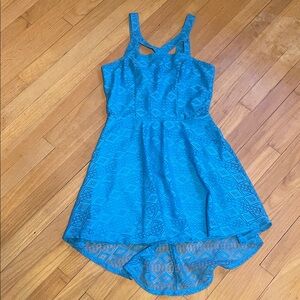 Blue Sleeveless Lace Dress material girl large